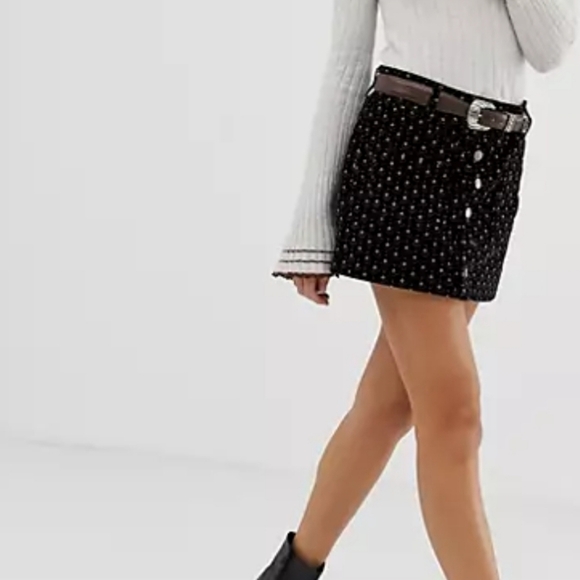 Free People Joanie Printed Corduroy Mini Skirt Size 29 - Picture 8 of 8